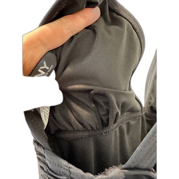 DKNY Black Ruched Sides V-Neck One Piece Swimsuit Size 14 - Picture 7 of 9